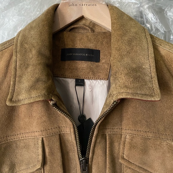 John Varvatos suede leather trucker jacket Mens Small - Picture 2 of 5